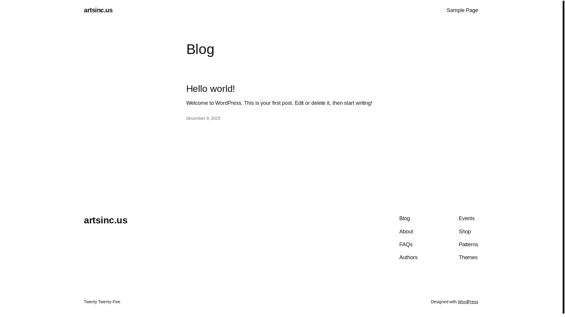 website screenshot of https://artsinc.us/