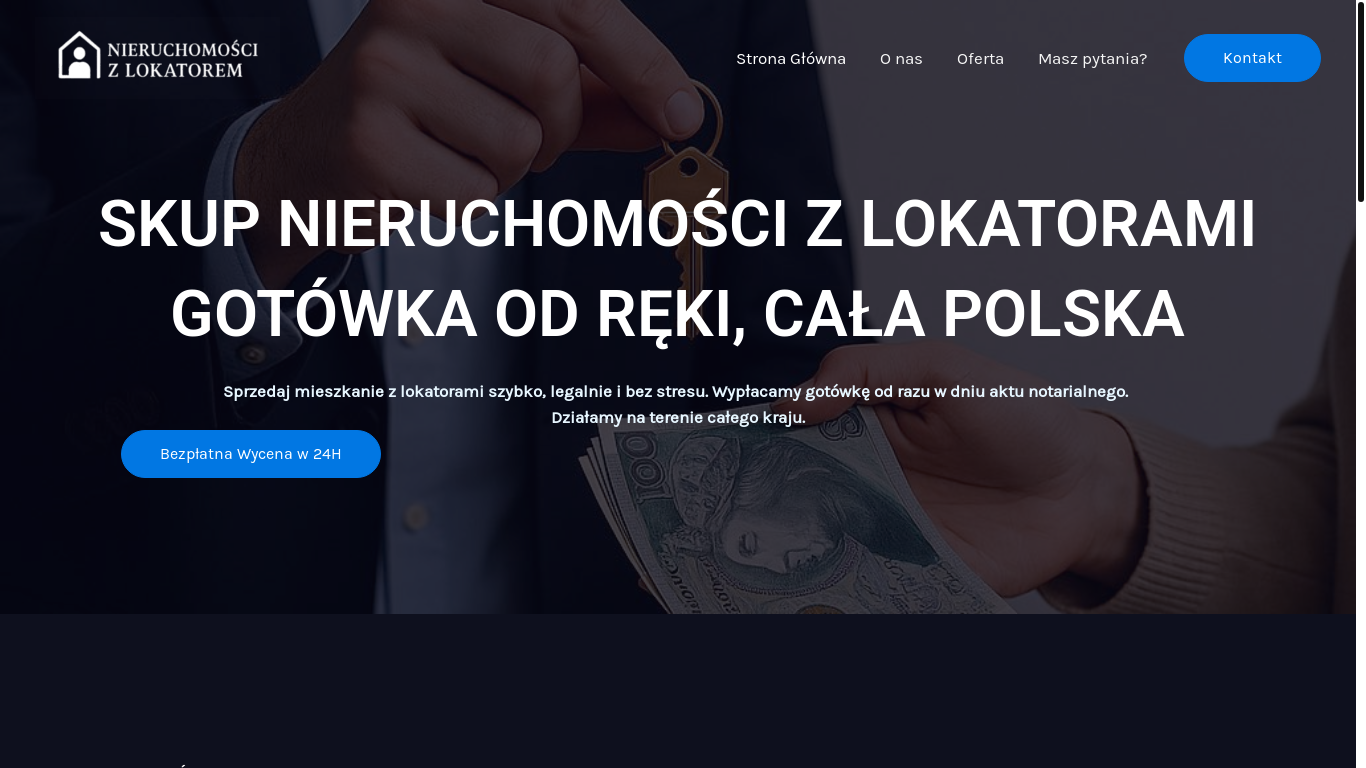 website screenshot of https://xn--nieruchomocizlokatorem-hee.pl/