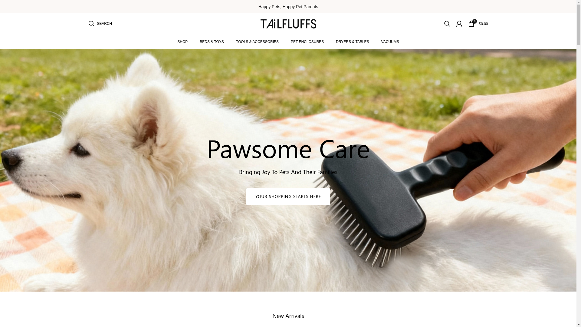 website screenshot of https://tailfluffpets.com/
