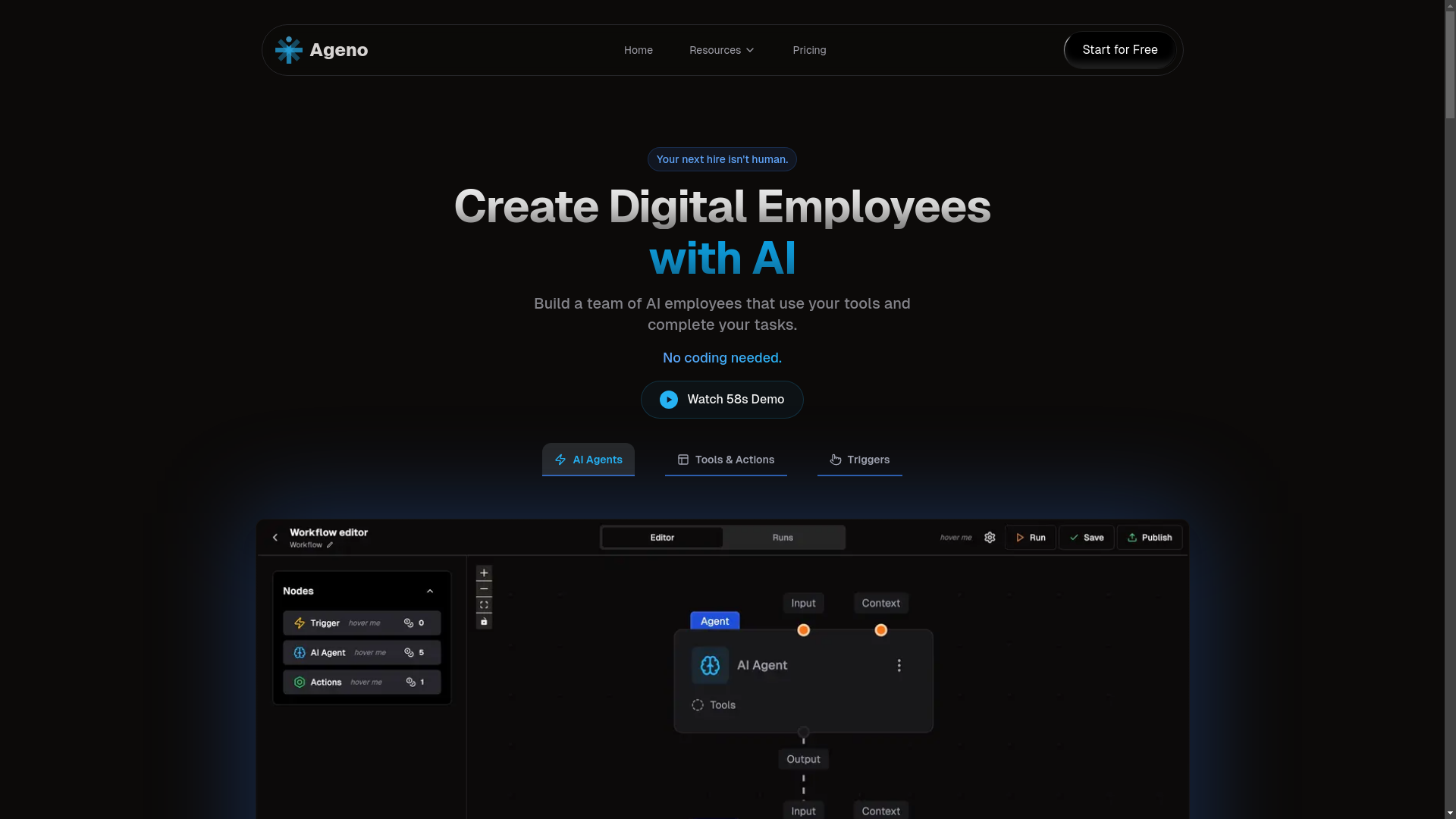 website screenshot of https://buildwithageno.com/