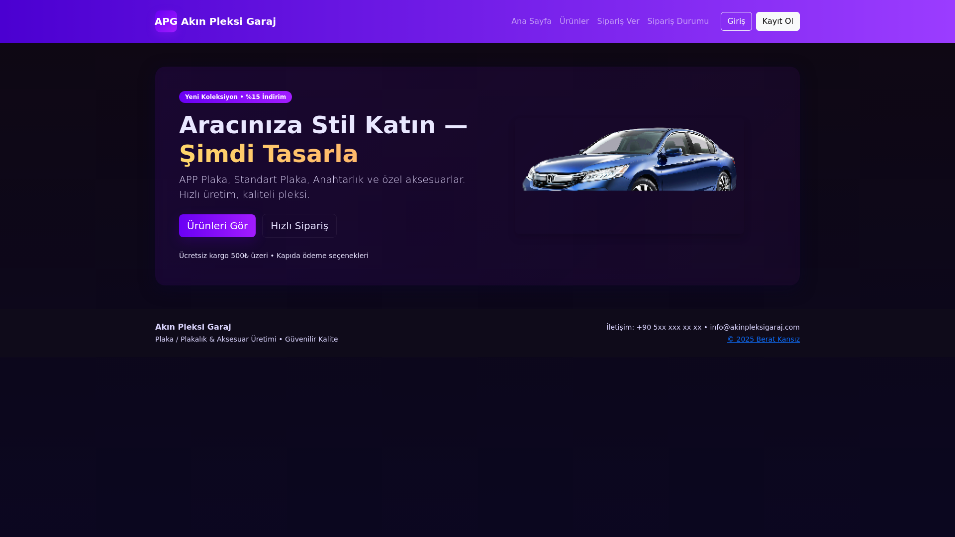 website screenshot of https://akinpleksigaraj.com/