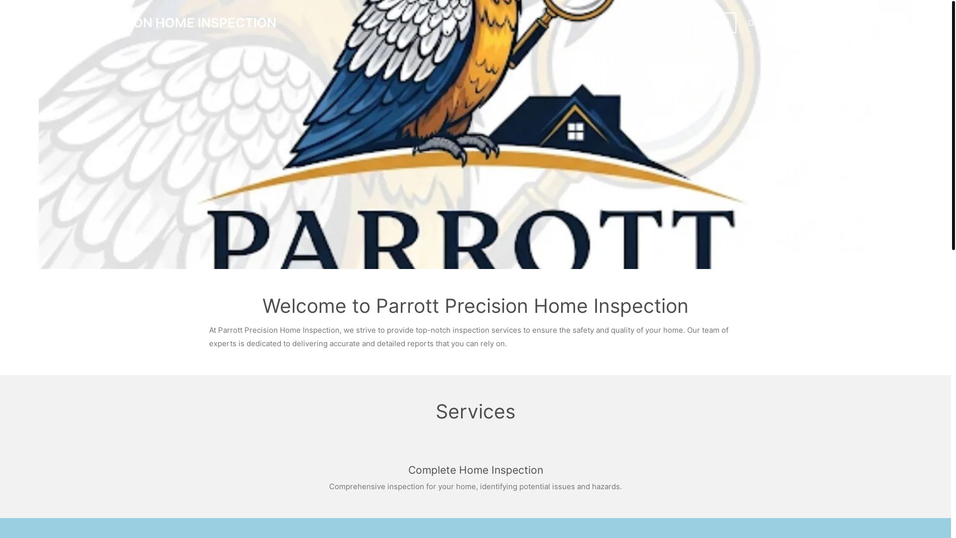 website screenshot of https://parrottprecisionhomeinspections.ca/