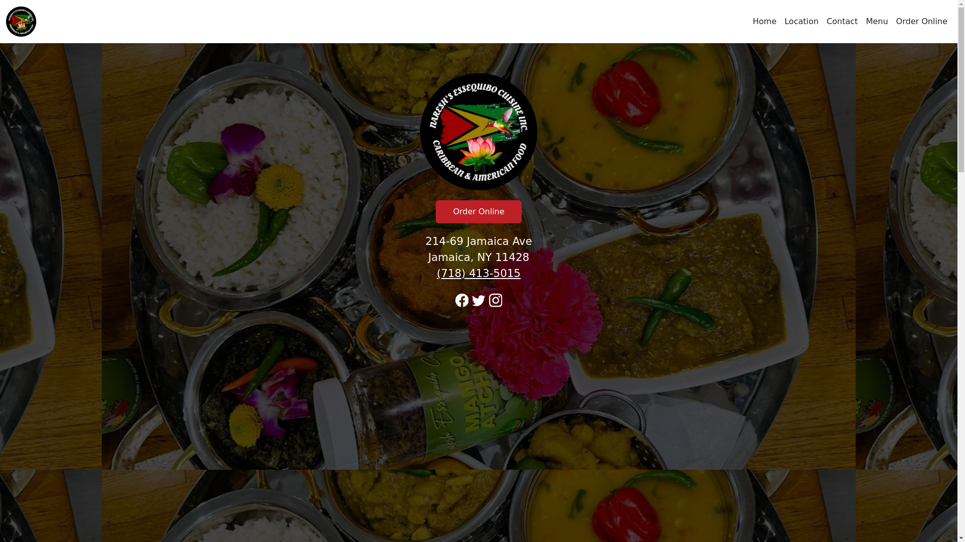 website screenshot of https://nareshsessequibocuisineny.com/