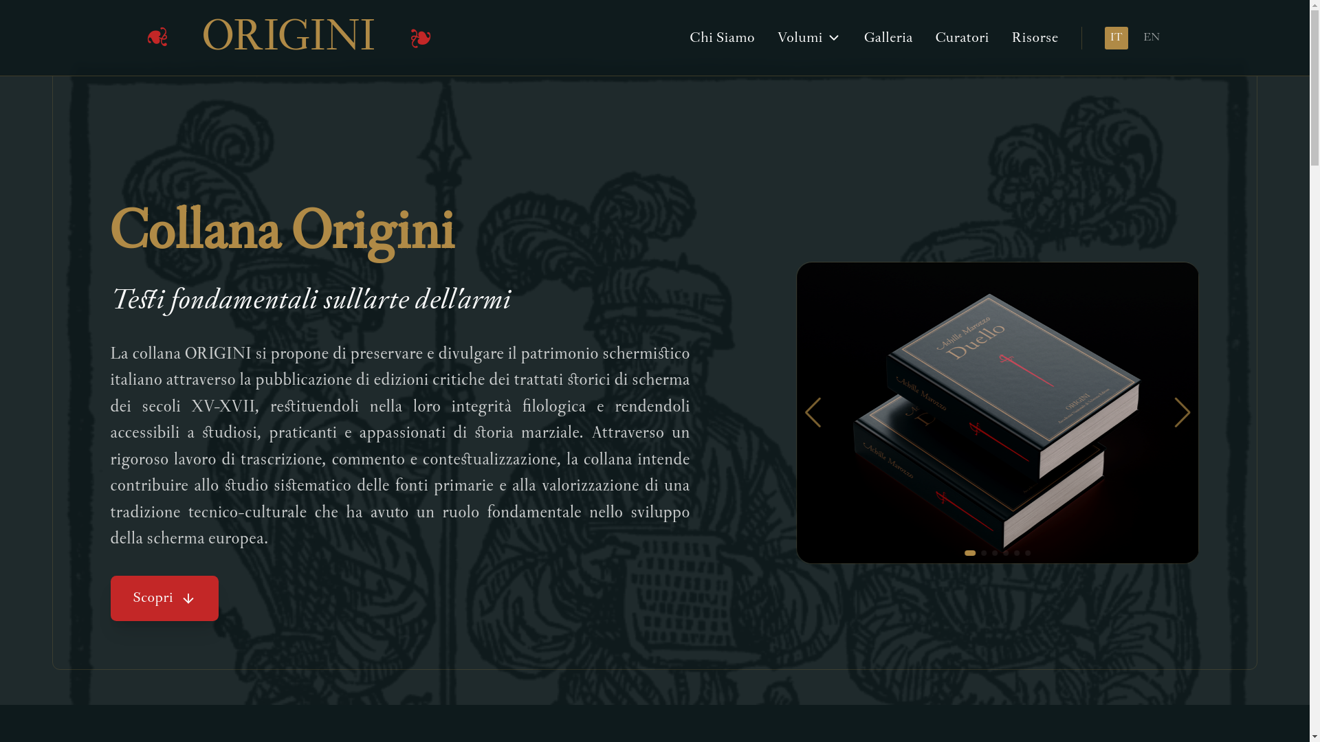website screenshot of https://collanaorigini.it/