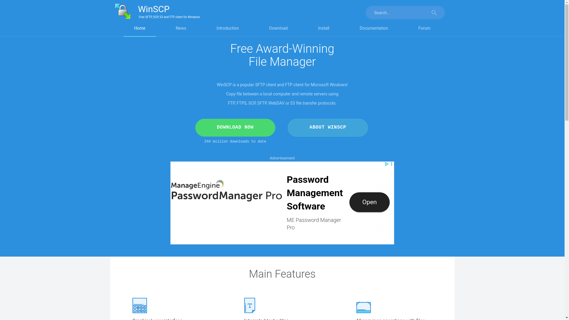 website screenshot of https://winscp.net/eng/index.php