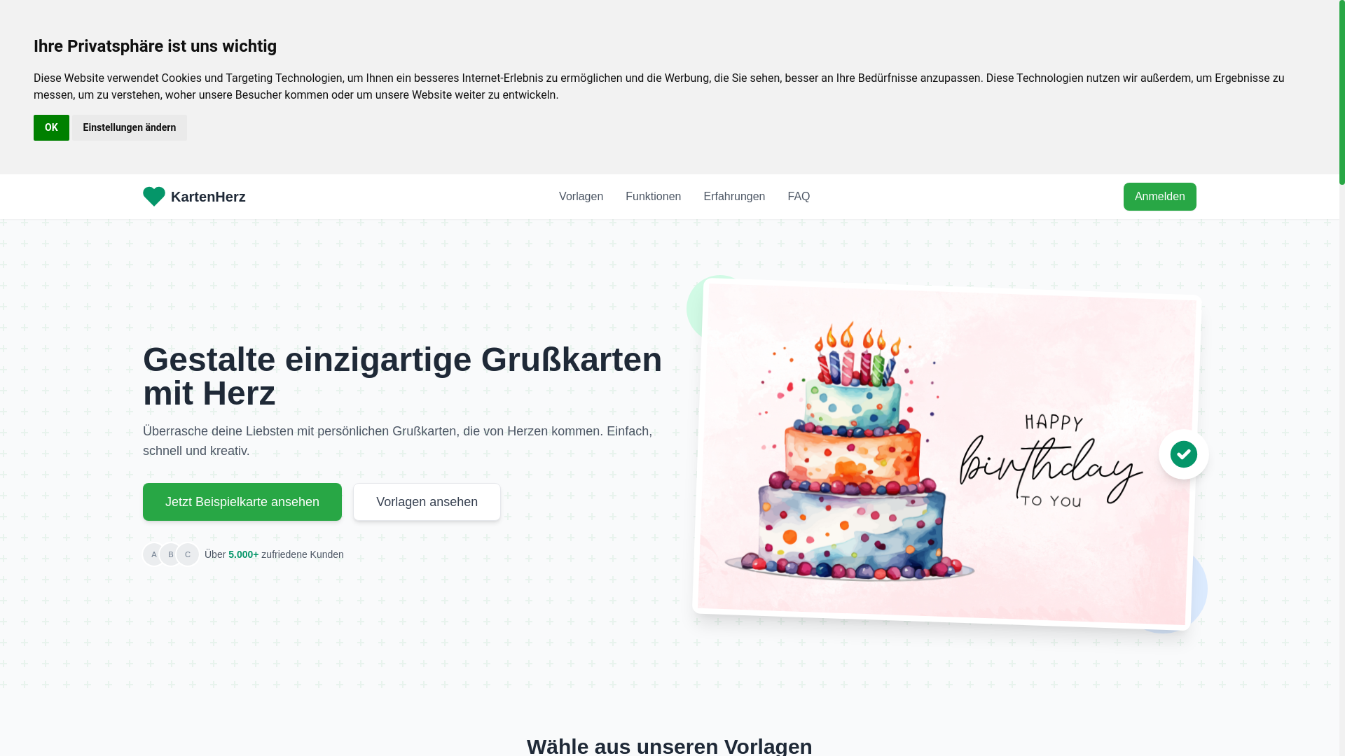 website screenshot of https://kartenherz.com/