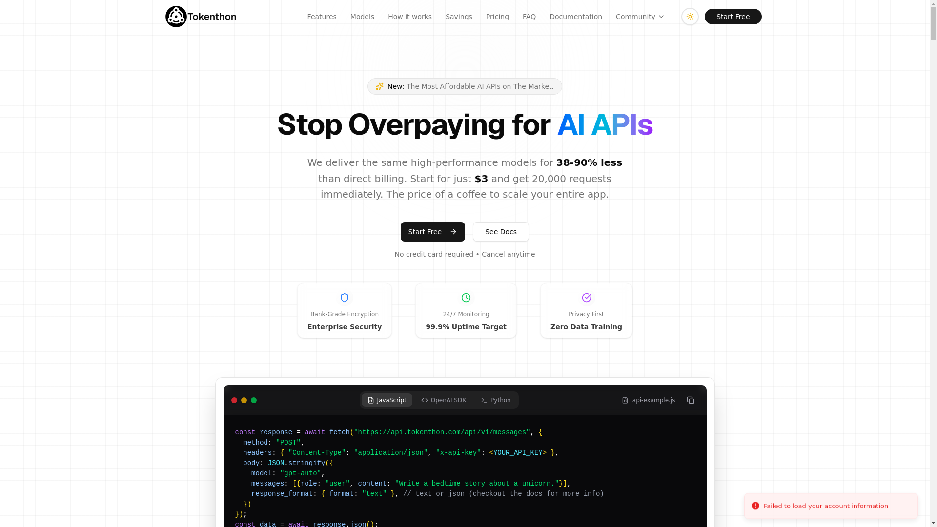 website screenshot of https://www.tokenthon.com