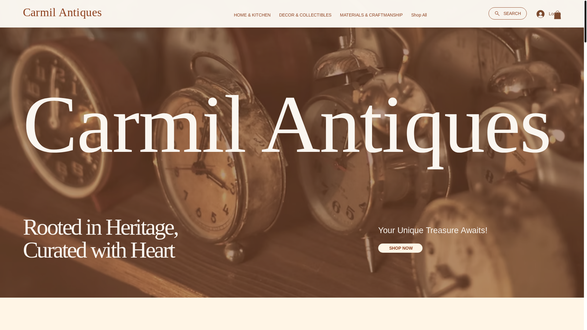website screenshot of https://carmilantiques.com/