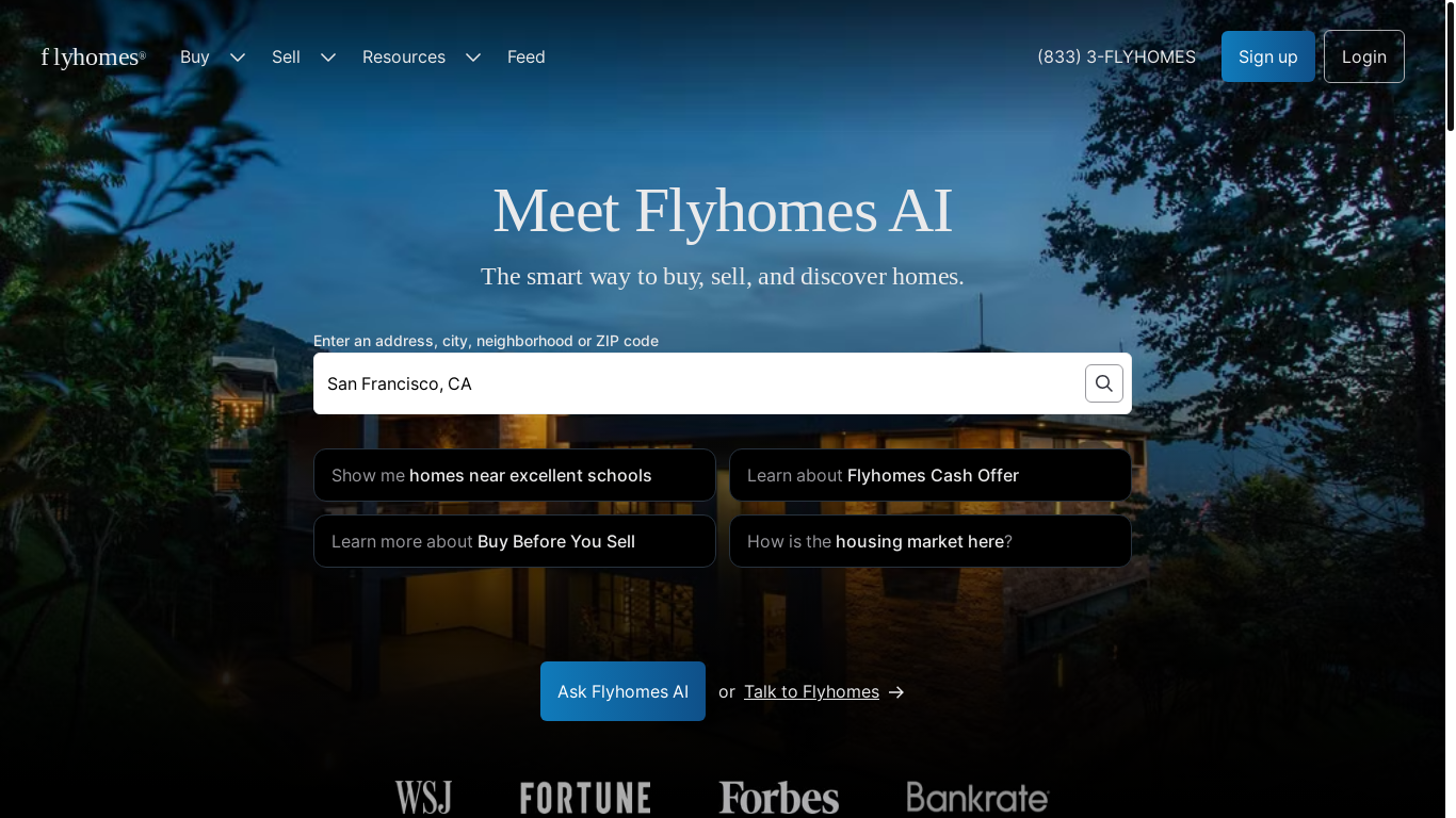 website screenshot of https://flyhomes.com/
