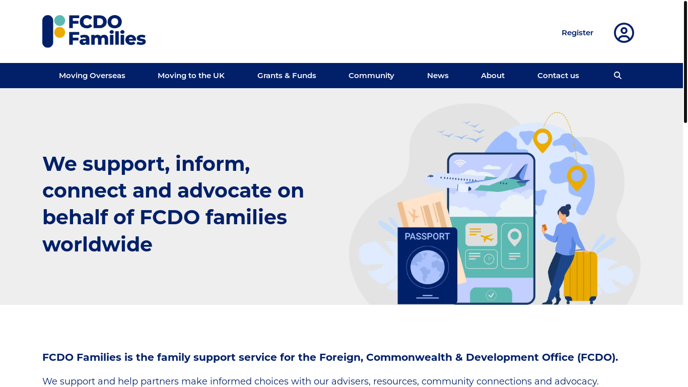 website screenshot of https://fcdofamilies.org/