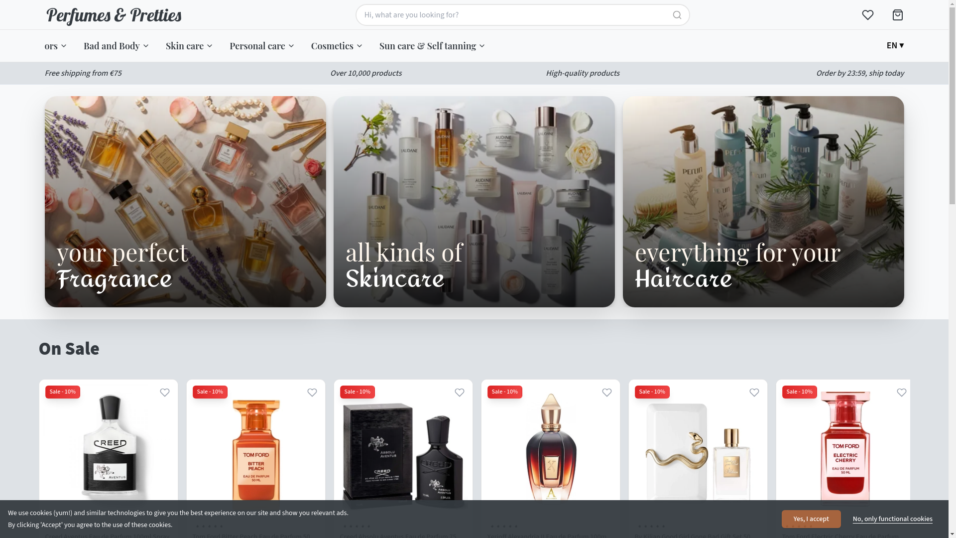 website screenshot of https://perfumesandpretties.com/