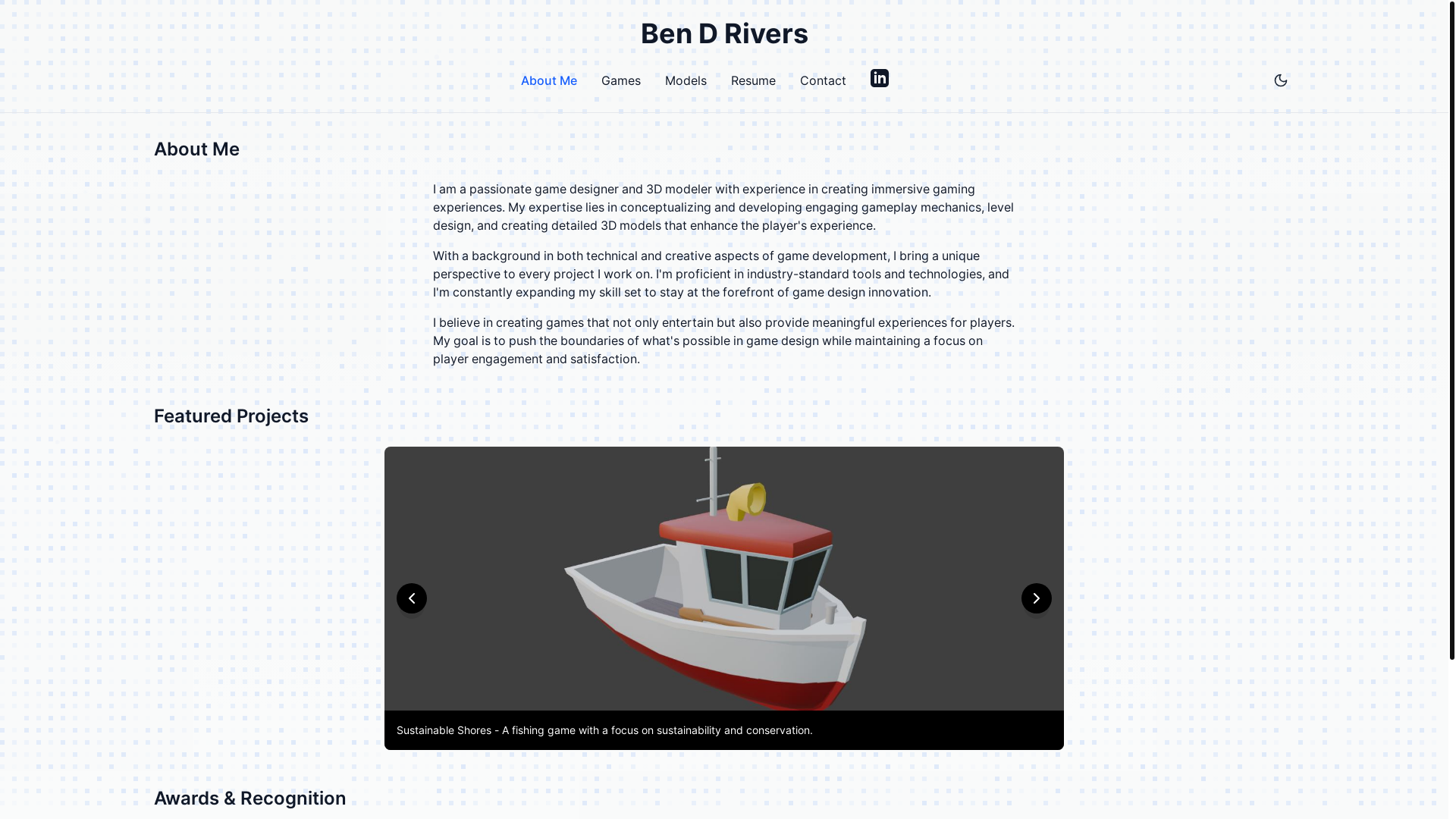 website screenshot of https://benjamin-rivers.dev/
