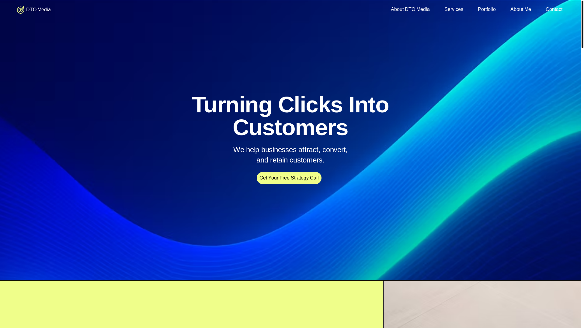 website screenshot of https://dtomedia.co.uk/