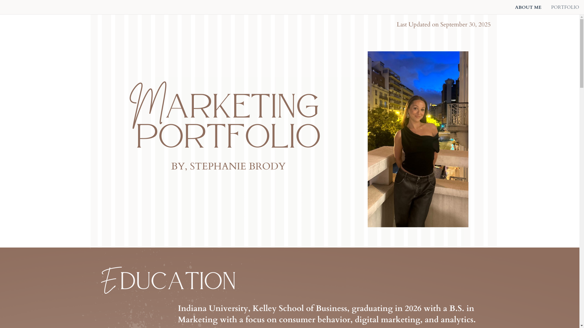 website screenshot of https://stephaniebrodymarketingportfolio.com/