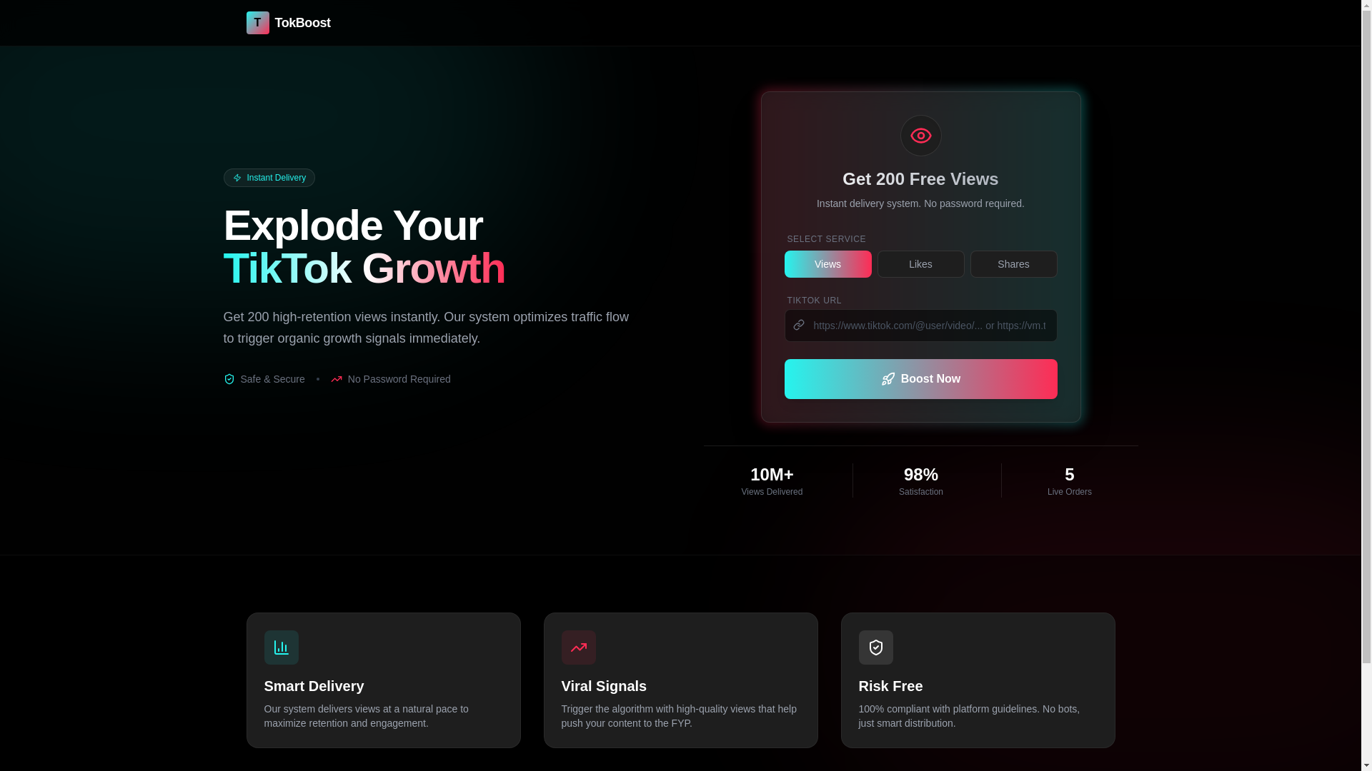 website screenshot of https://freetokboost.com/