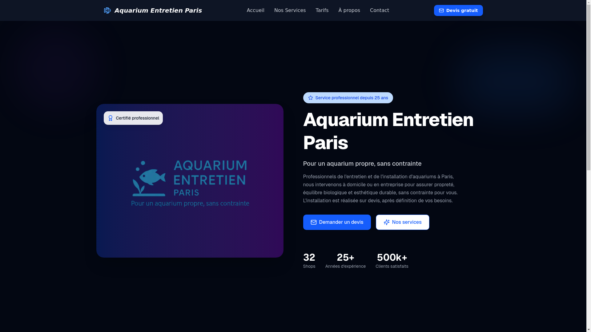 website screenshot of https://aquariumentretienparis.com/