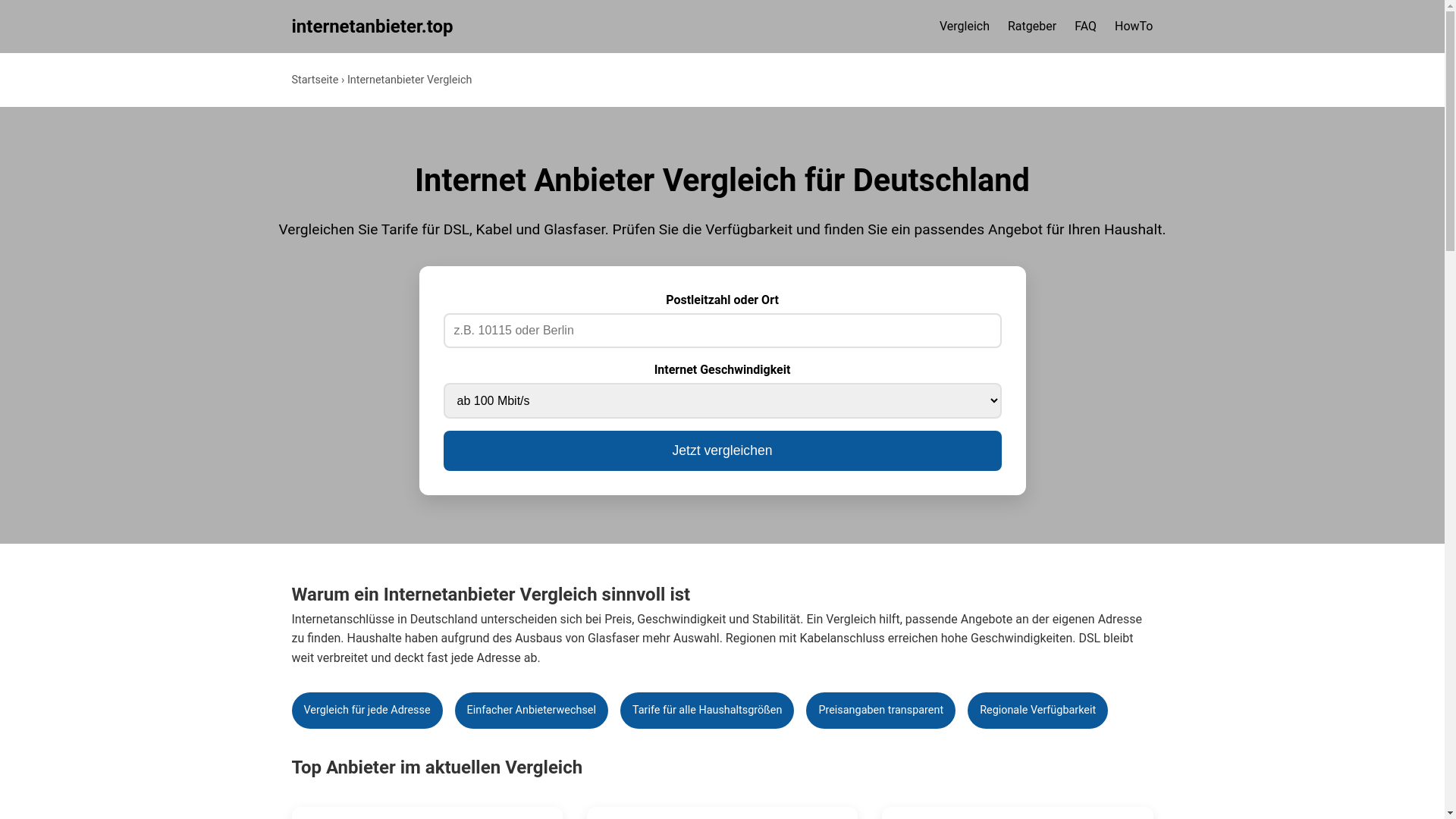 website screenshot of https://internetanbieter.top/