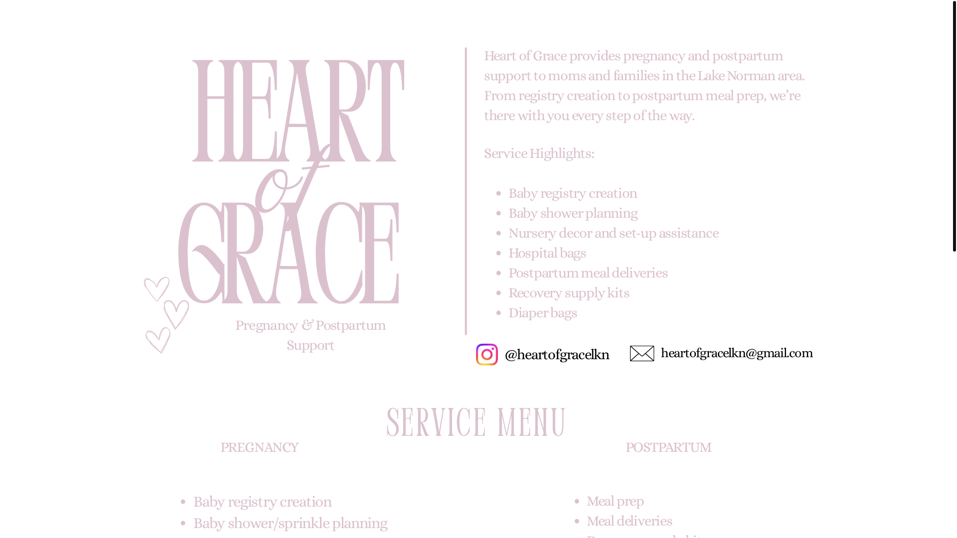 website screenshot of https://heartofgracelkn.com/