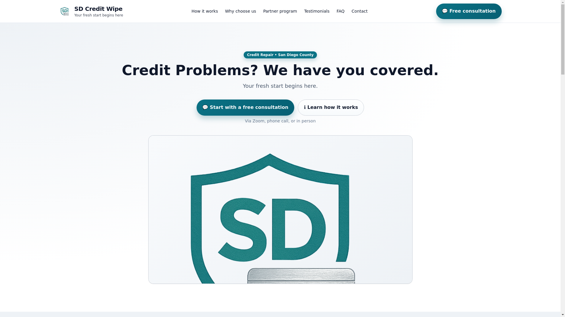 website screenshot of https://sdcreditwipe.com/