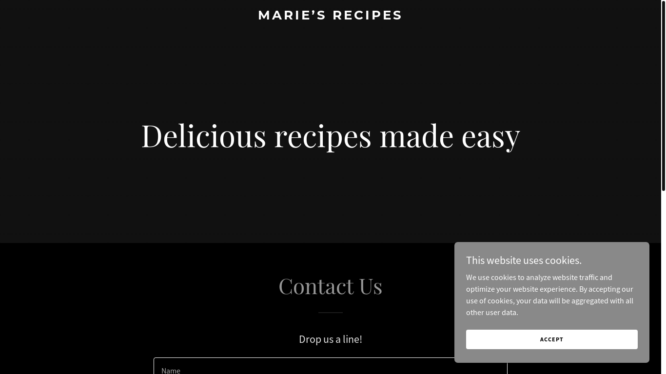 website screenshot of https://maries.recipes/