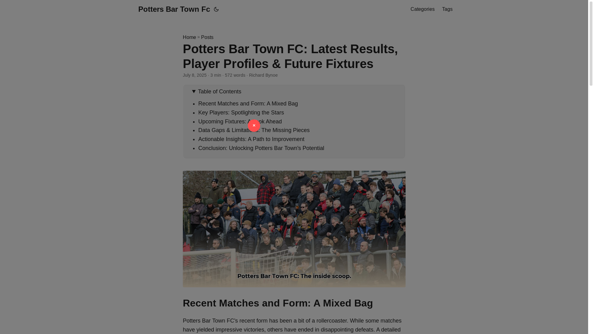 website screenshot of https://potters-bar-town-fc.pages.dev/