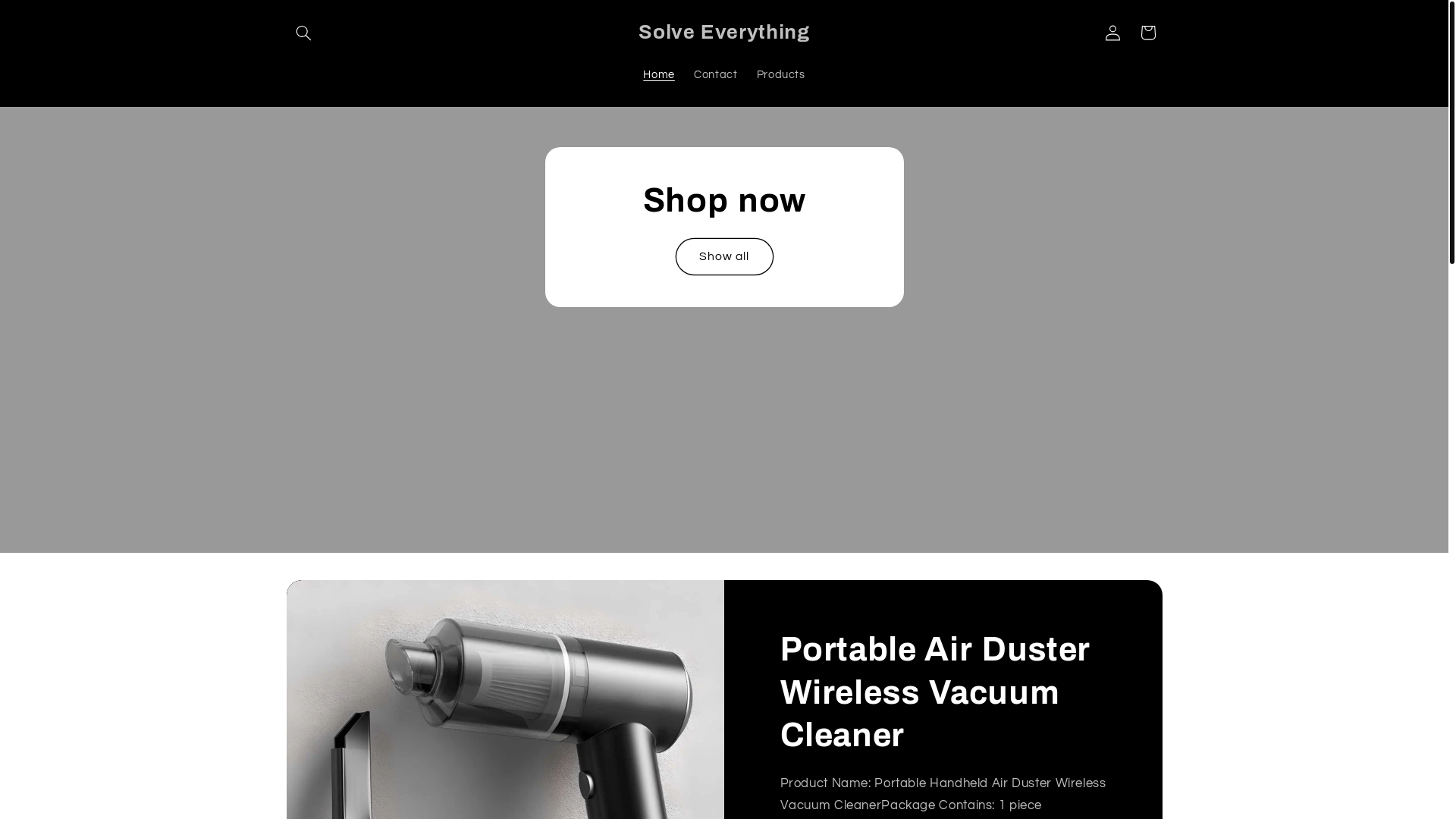 website screenshot of https://solveeverything.shop/