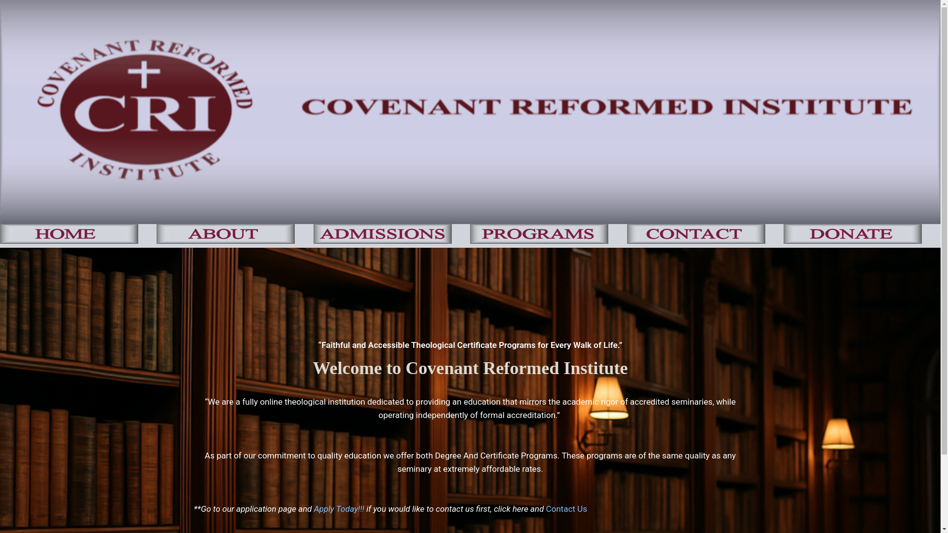 website screenshot of https://covenantreformedinst.info/