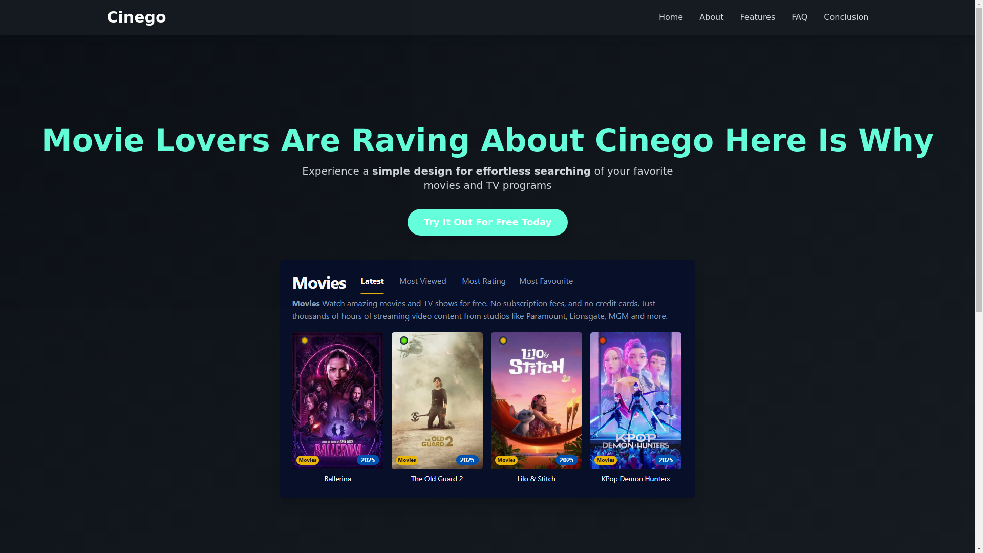 website screenshot of https://cinego-9q4j.pages.dev/