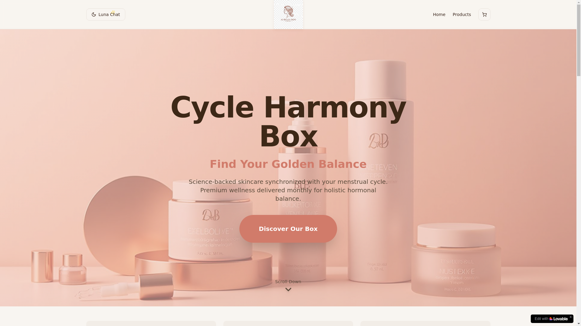 website screenshot of https://aureliaskin.store/