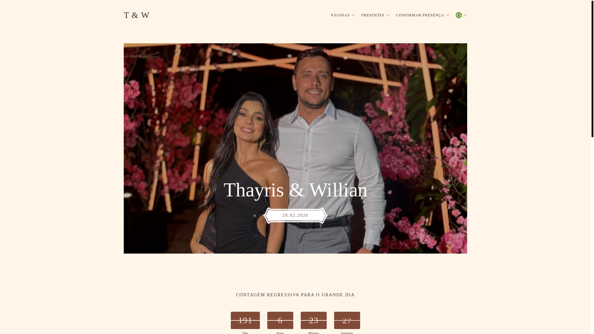website screenshot of https://thayrisewillian.com.br/