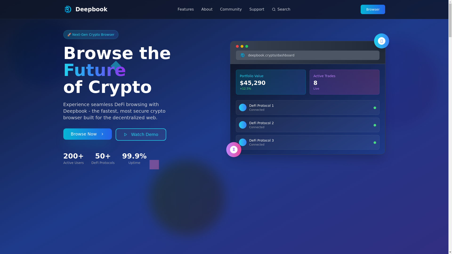 website screenshot of https://deepbookai.io/
