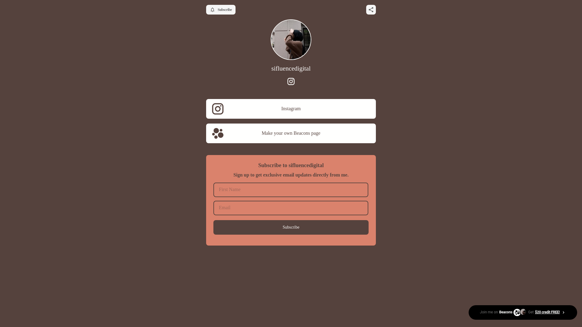 website screenshot of https://sifluencedigital.com/