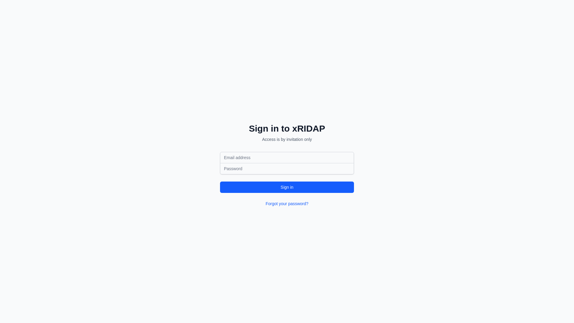 website screenshot of https://xridap.io/login