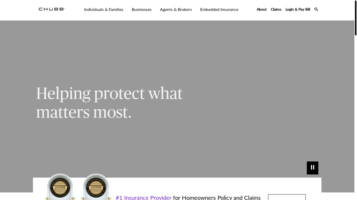 website screenshot of http://chubb.com/