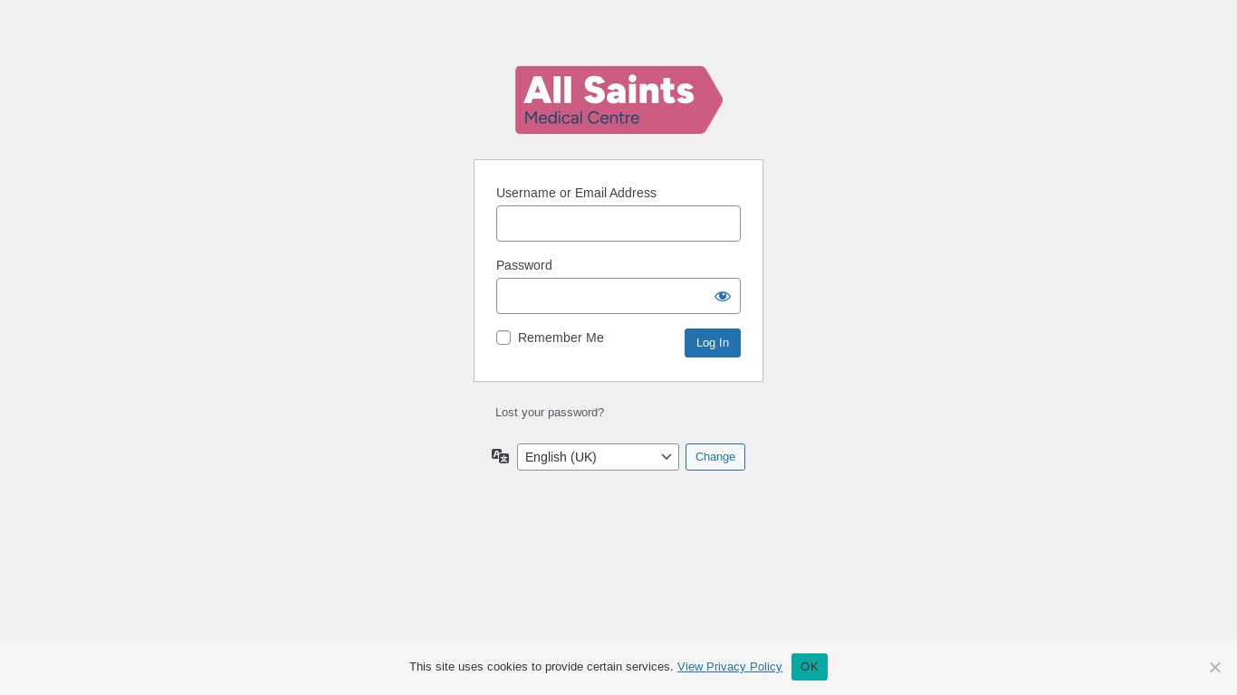 website screenshot of https://allsaintsmedicalcentre.org.uk/