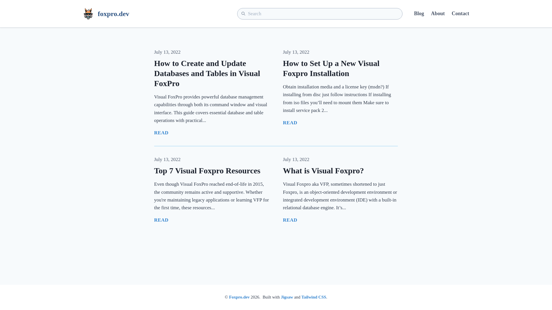 website screenshot of https://foxpro-dev.pages.dev/