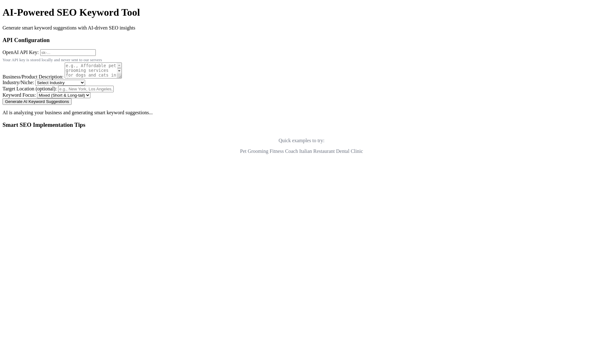 website screenshot of https://ai-powered-seo-keyword-suggestion-tool.pages.dev/