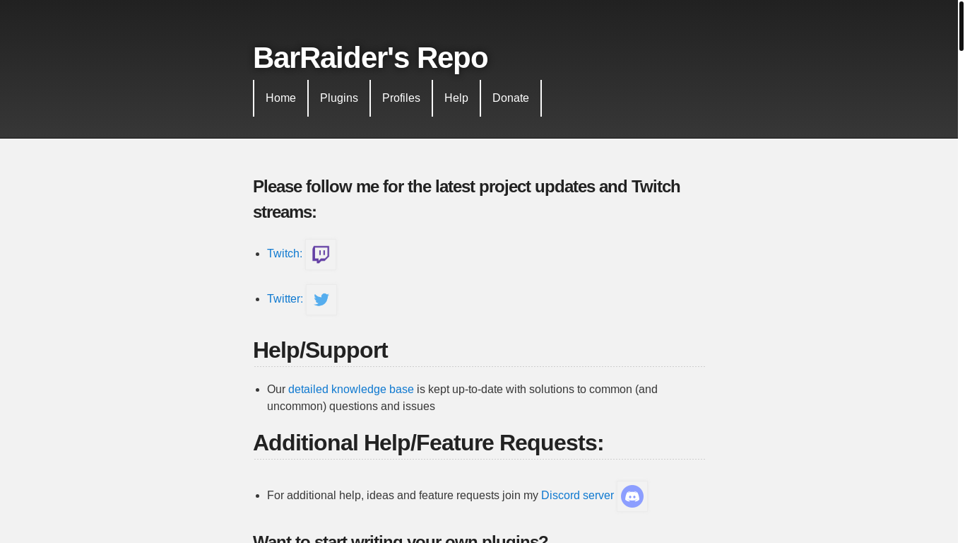 website screenshot of https://api.barraider.com/