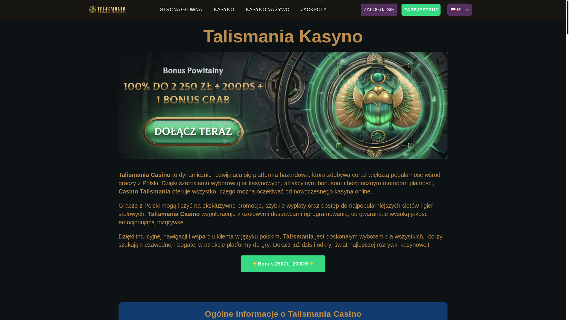 website screenshot of https://talismaniacasino-pl-4043.pages.dev/