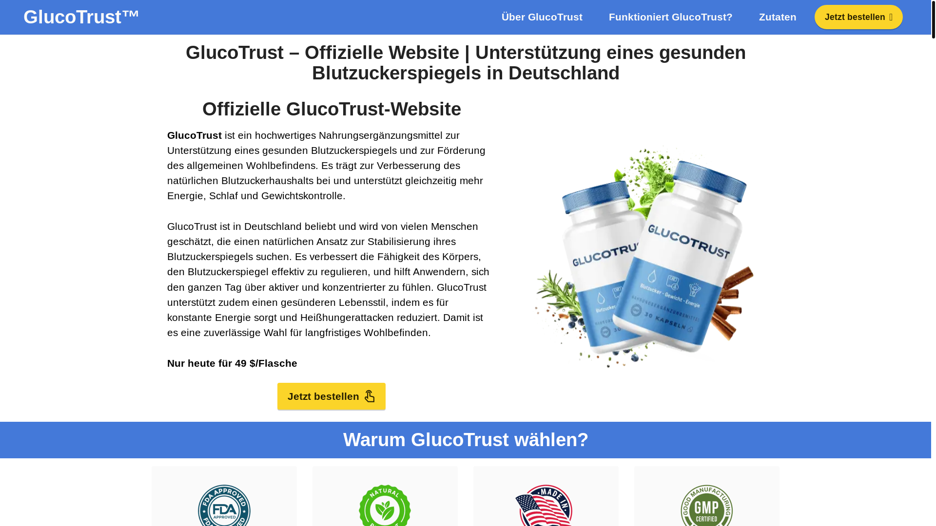 website screenshot of https://de-glucotrust.de/