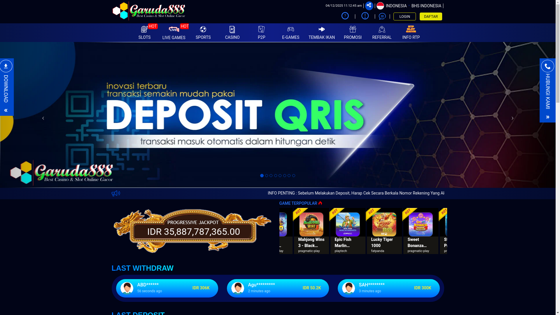 website screenshot of https://garuda888pasti.online/