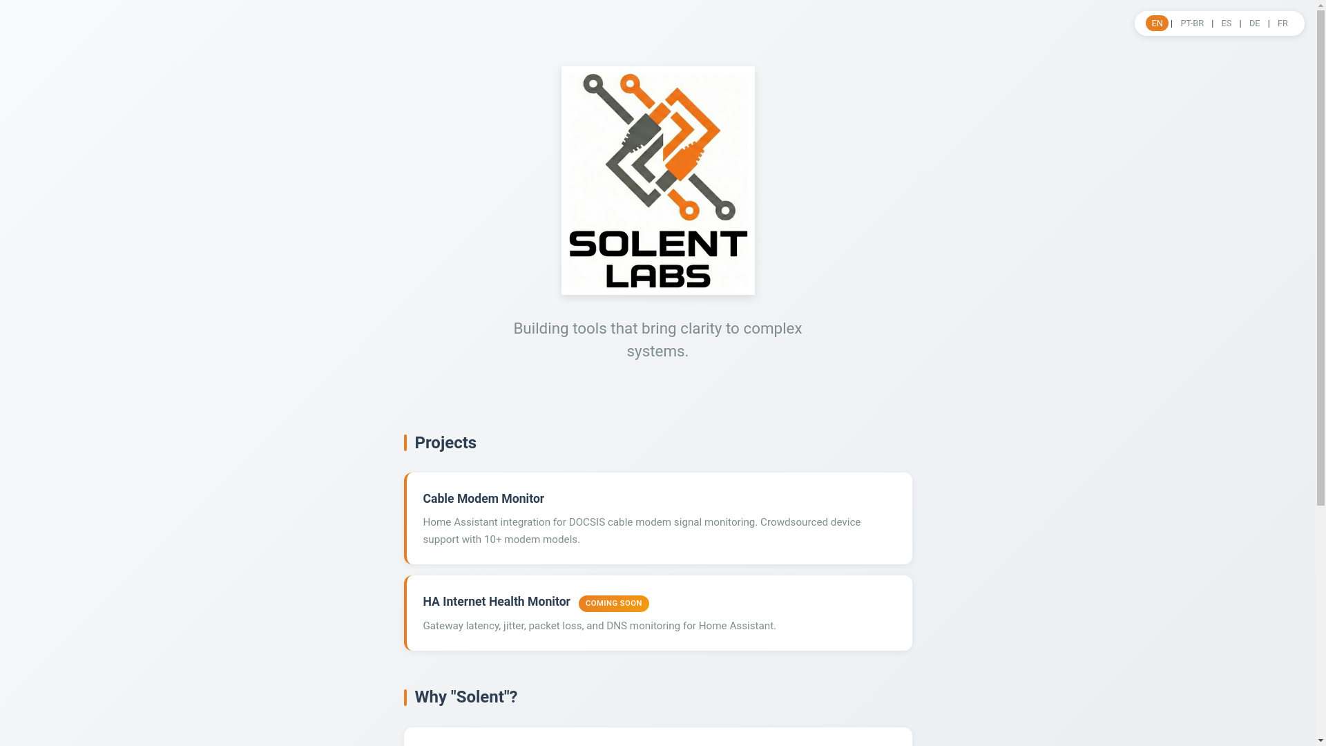 website screenshot of https://solentlabs.io/