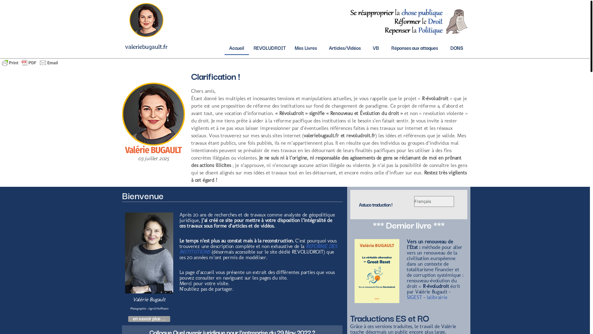 website screenshot of https://valeriebugault.fr/