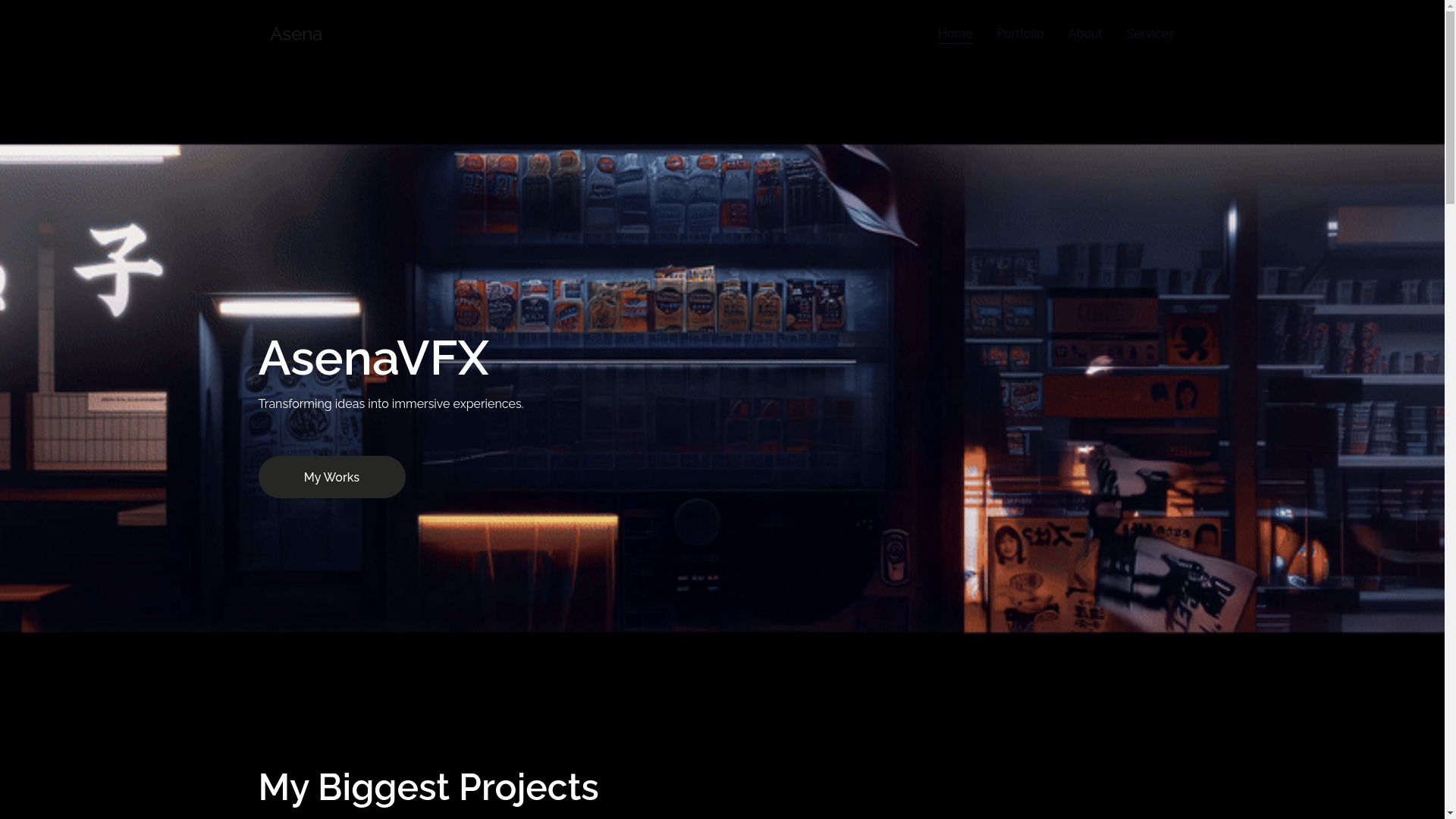 website screenshot of https://asenavfx.com/