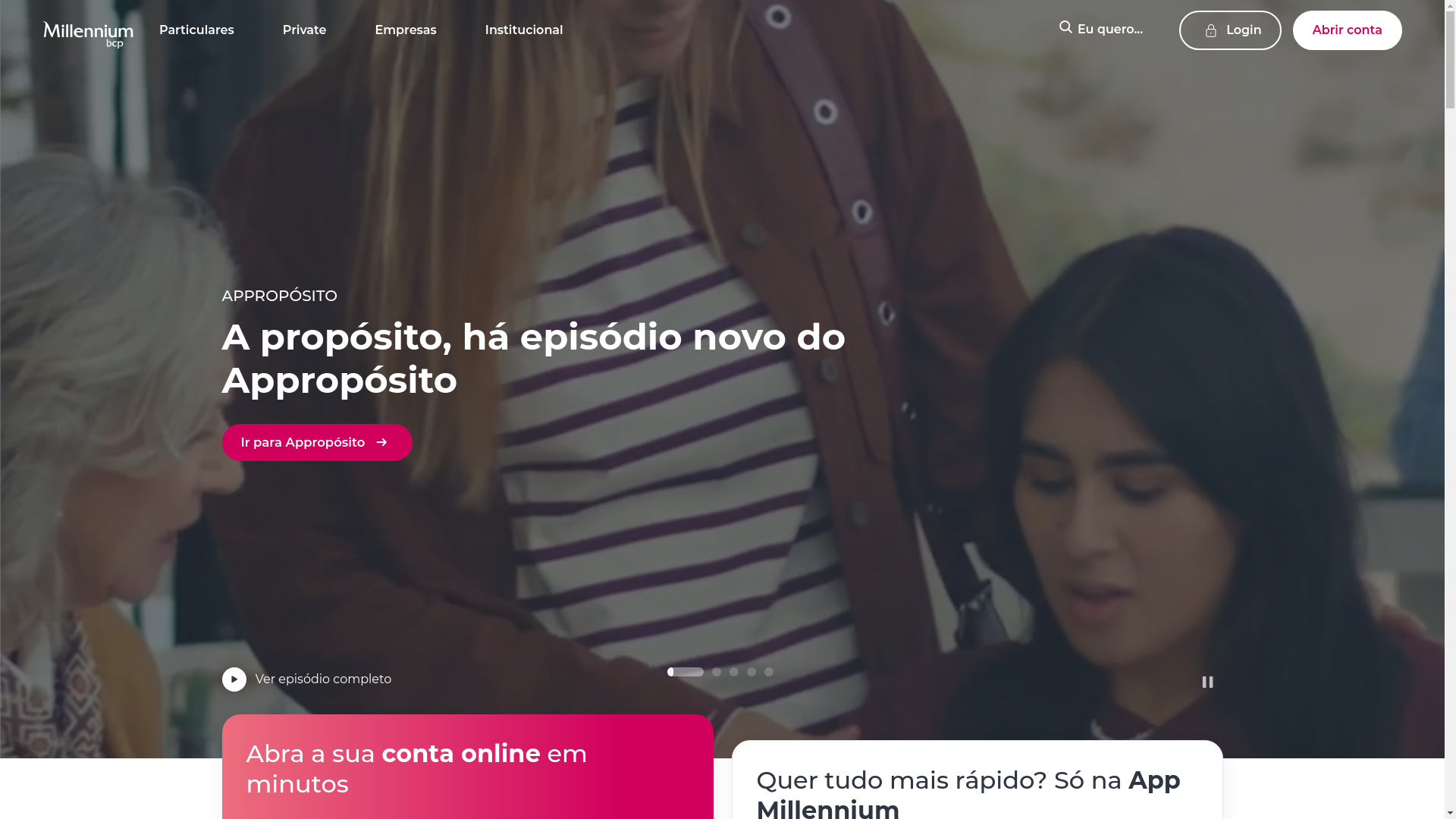 website screenshot of https://www.millenniumbcp.pt/