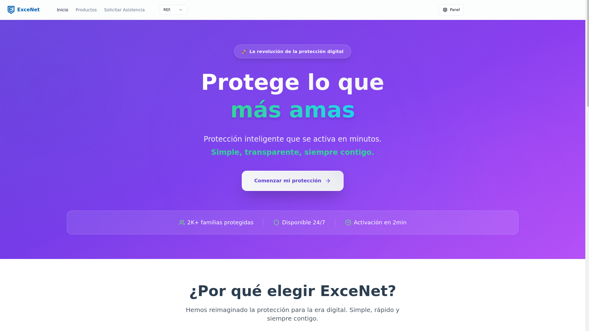 website screenshot of https://excenet.com.ve/