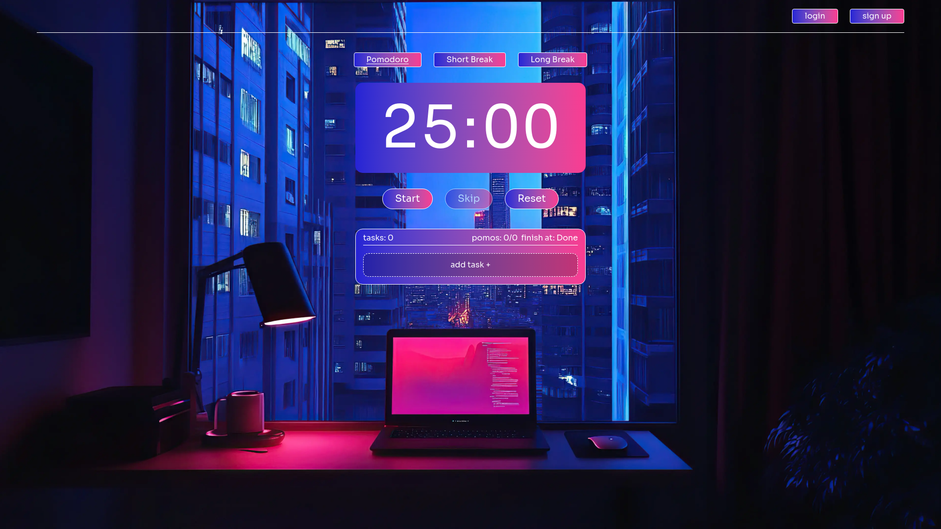 website screenshot of https://pomodoro-productivity.com/