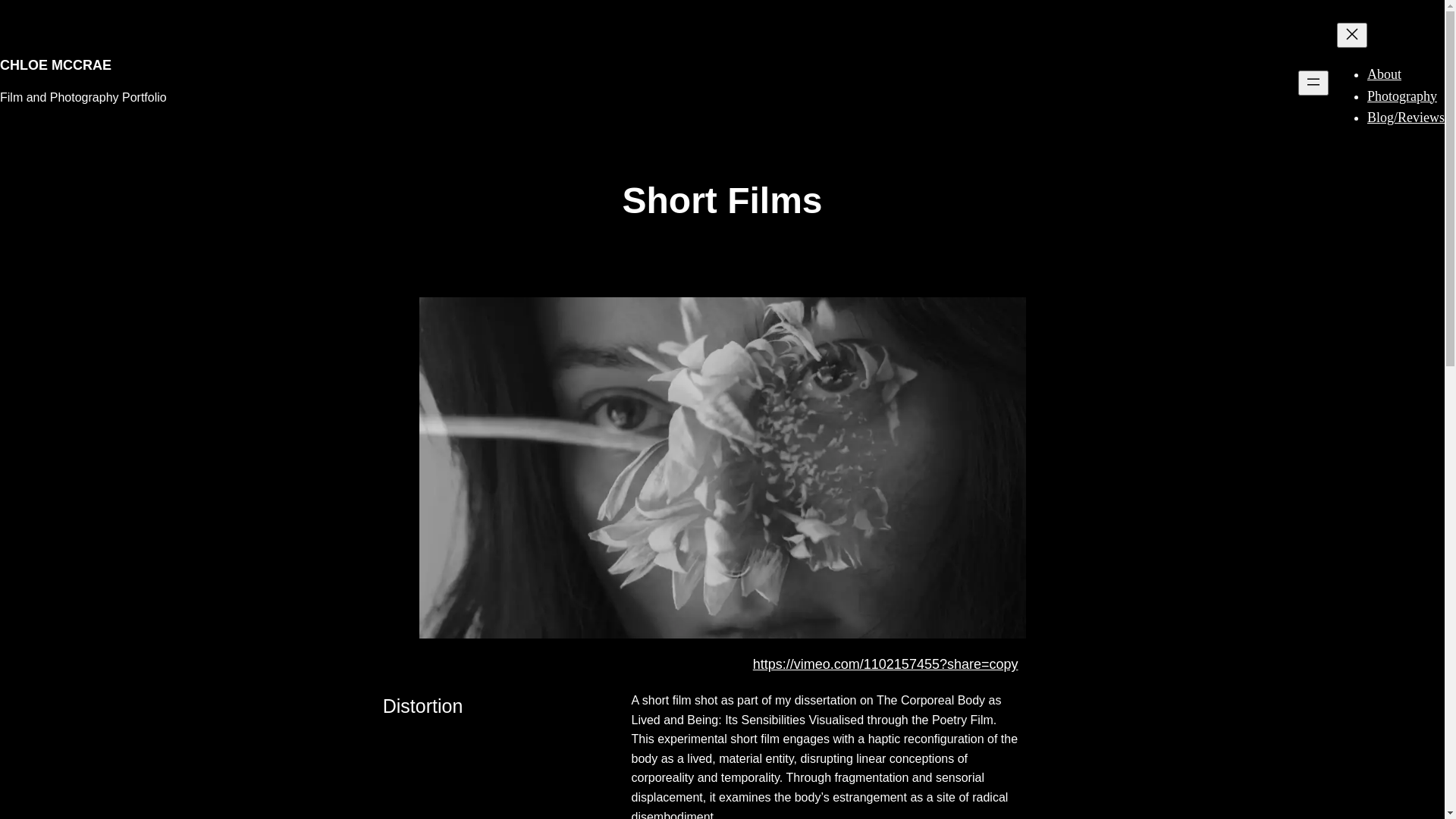 website screenshot of https://chloemccraeportfolio.com/