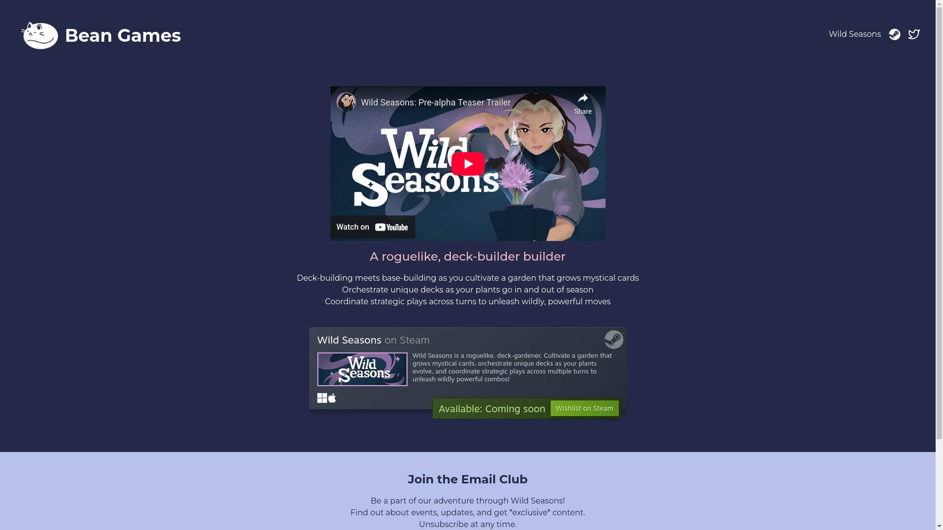 website screenshot of https://bybean.games/