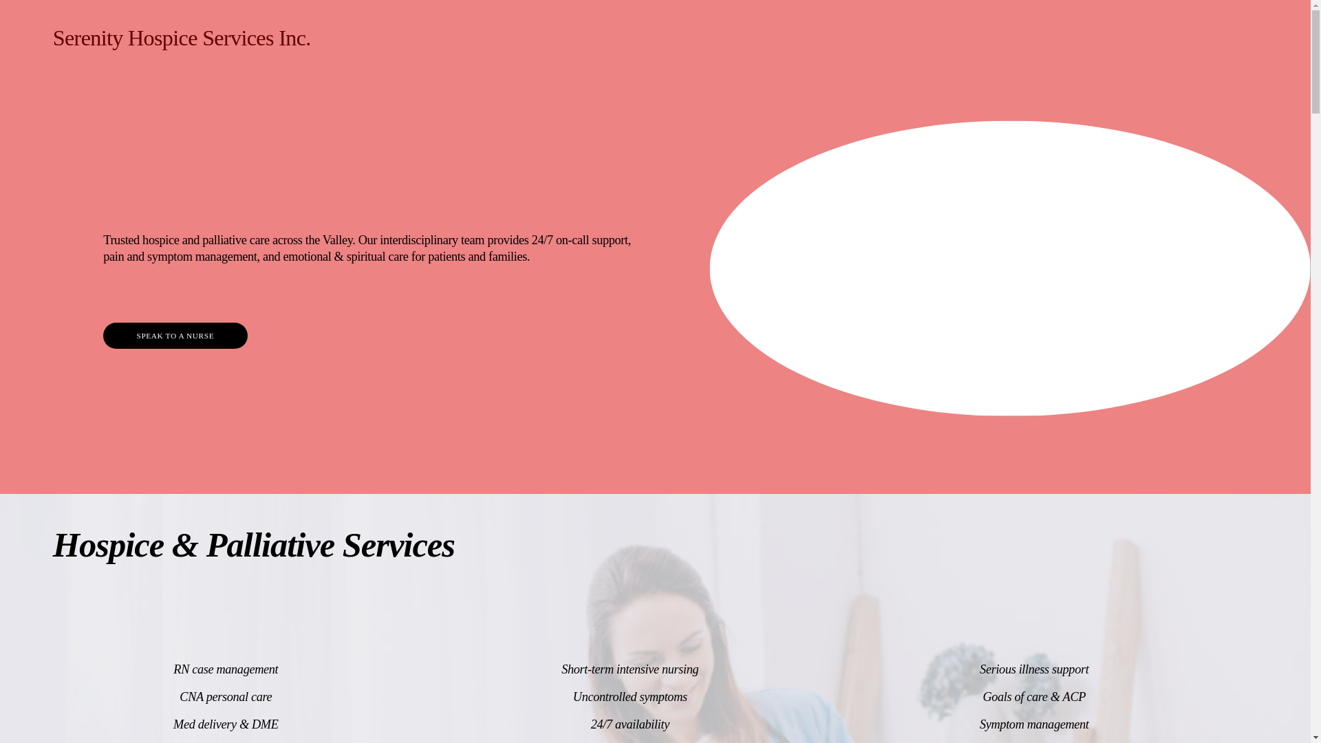 website screenshot of https://serenityhospiceservicesinc.org/